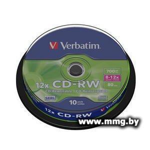 Купить Диск CD-RW Verbatim 700Mb 12x (10 шт) (43480) в Минске, доставка по Беларуси