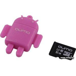 QUMO 32GB MicroSD Card Class 10 +reader pink