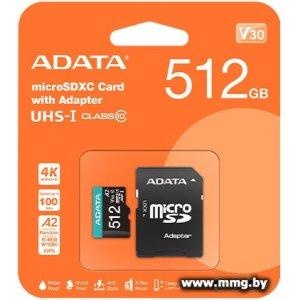 Купить ADATA 512GB Premier AUSDX512GUICL10A1-RA1 microSDXC с адапт. в Минске, доставка по Беларуси