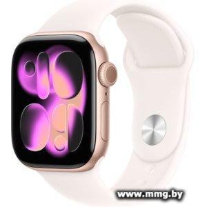 Apple Watch Series 11 42 мм (алюминиевый корпус, розовое золото/легкие румяна, спортивный силиконовый ремешок S/M)