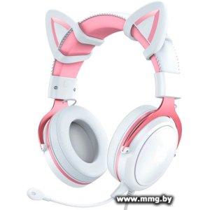 Onikuma X10 (белый/розовый, с ушками)